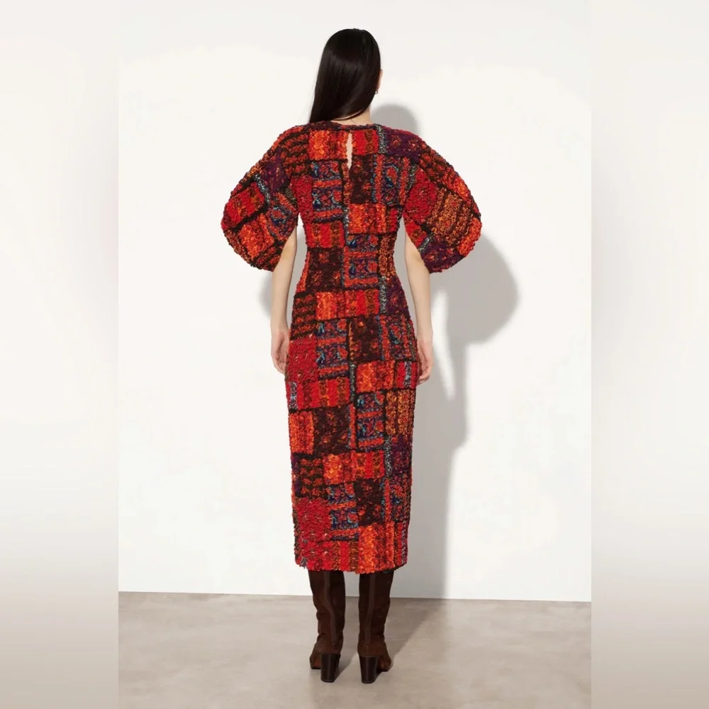 Mara Hoffman Freya Dress Popcorn Midi Todeo Print Bodycon L Celeb Style Luxury - Picture 8 of 14